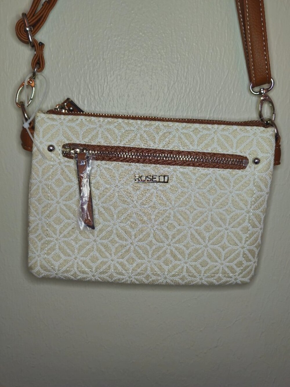 Rosetti Sutton Belt Bag Sling Cream and Brown Crossbody Bag